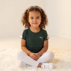 Puma Girls Green Terrain with Pink Bows Tee - Bow Society